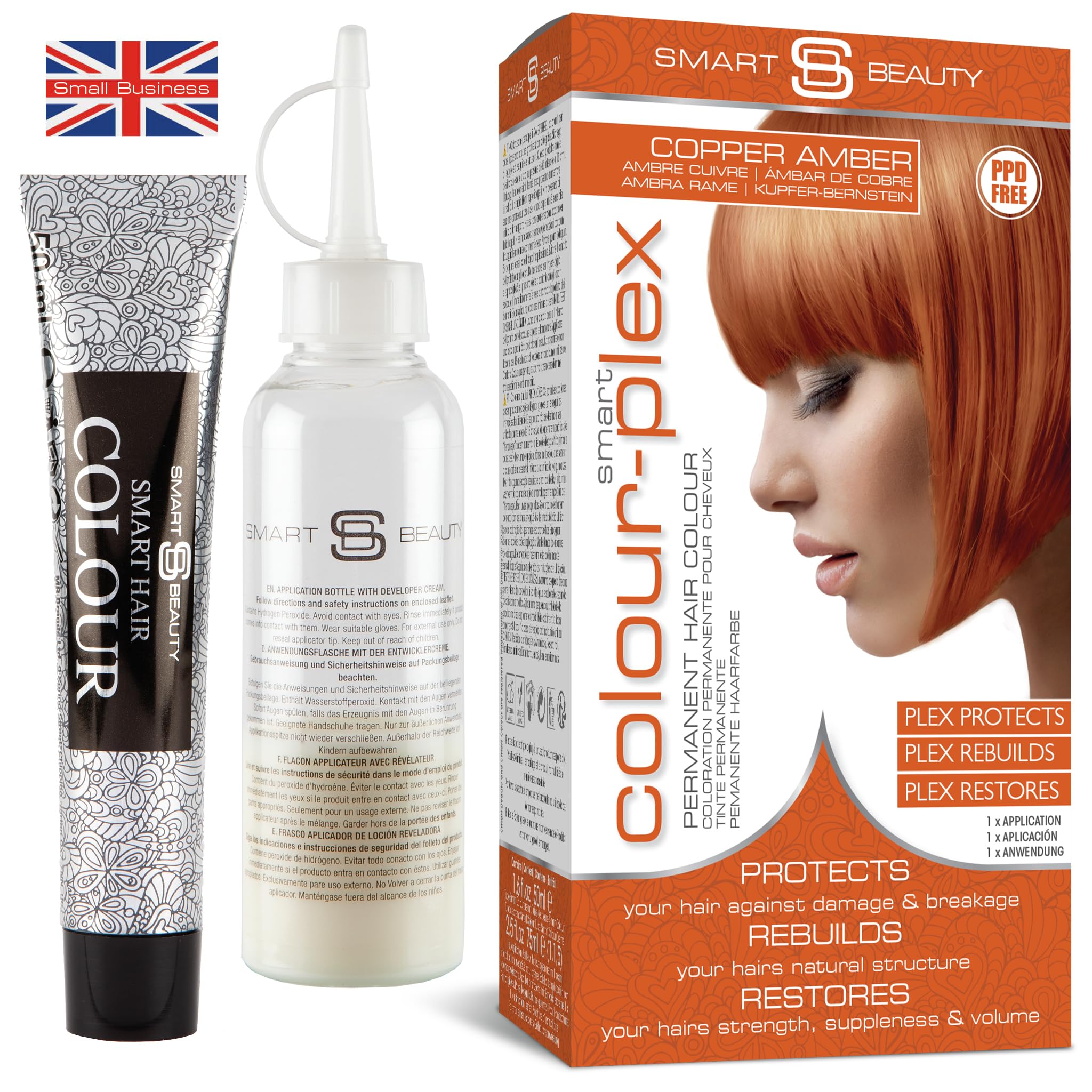 Smart Beauty Amber Copper Permanent Hair Dye with Plex - 100% Grey Coverage