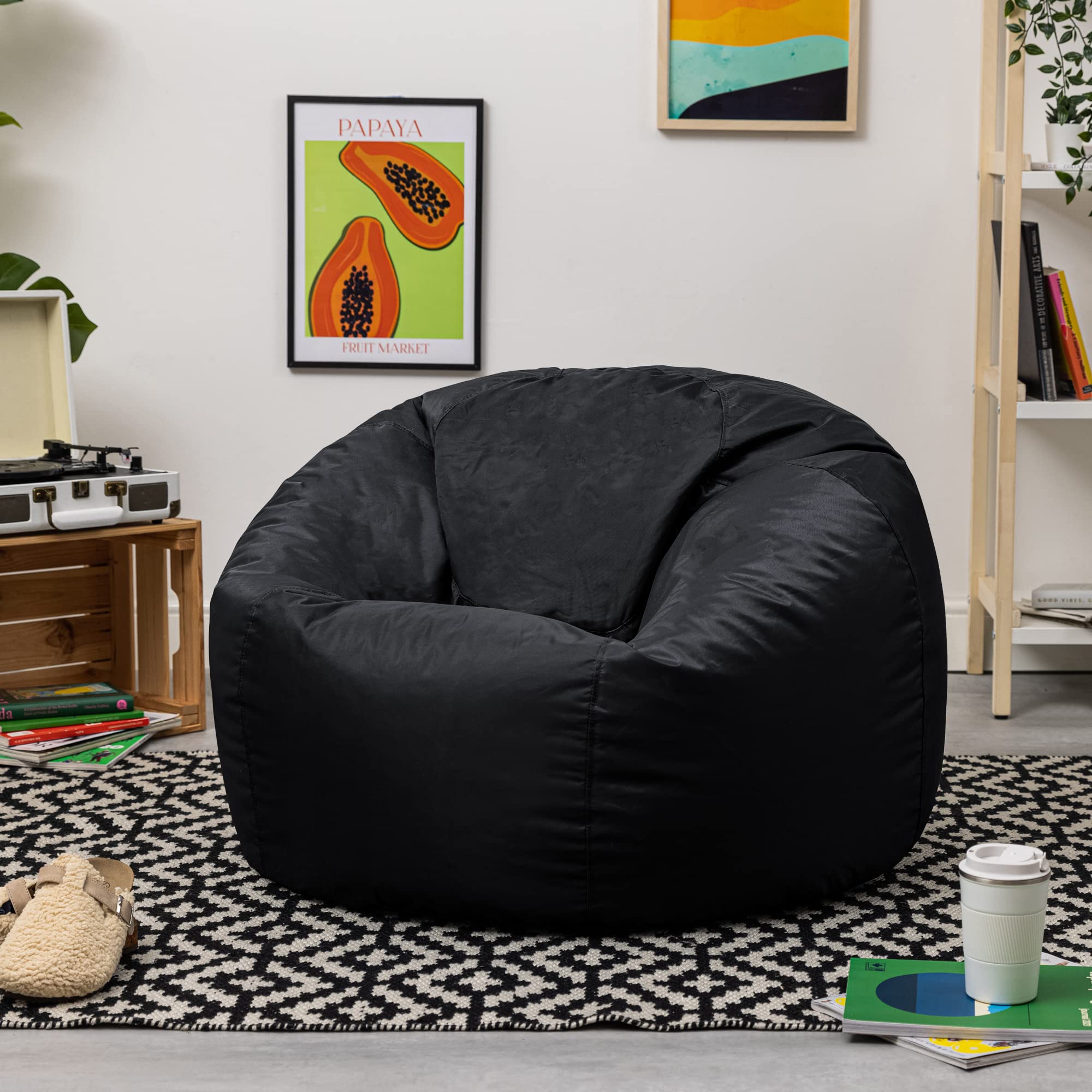 Bean Bag Bazaar Outdoor Bean Bag Chair | Water Resistant - Black