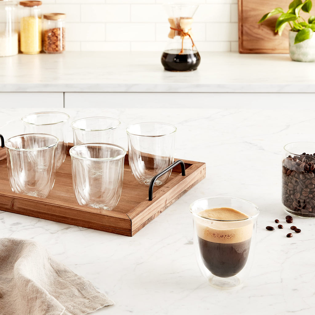 De'Longhi Double Walled Thermo Cappuccino Glasses – 270ml, Set of 6