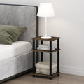 Furinno 3-Tier Turn-N-Tube Nightstand | Columbia Walnut & Black