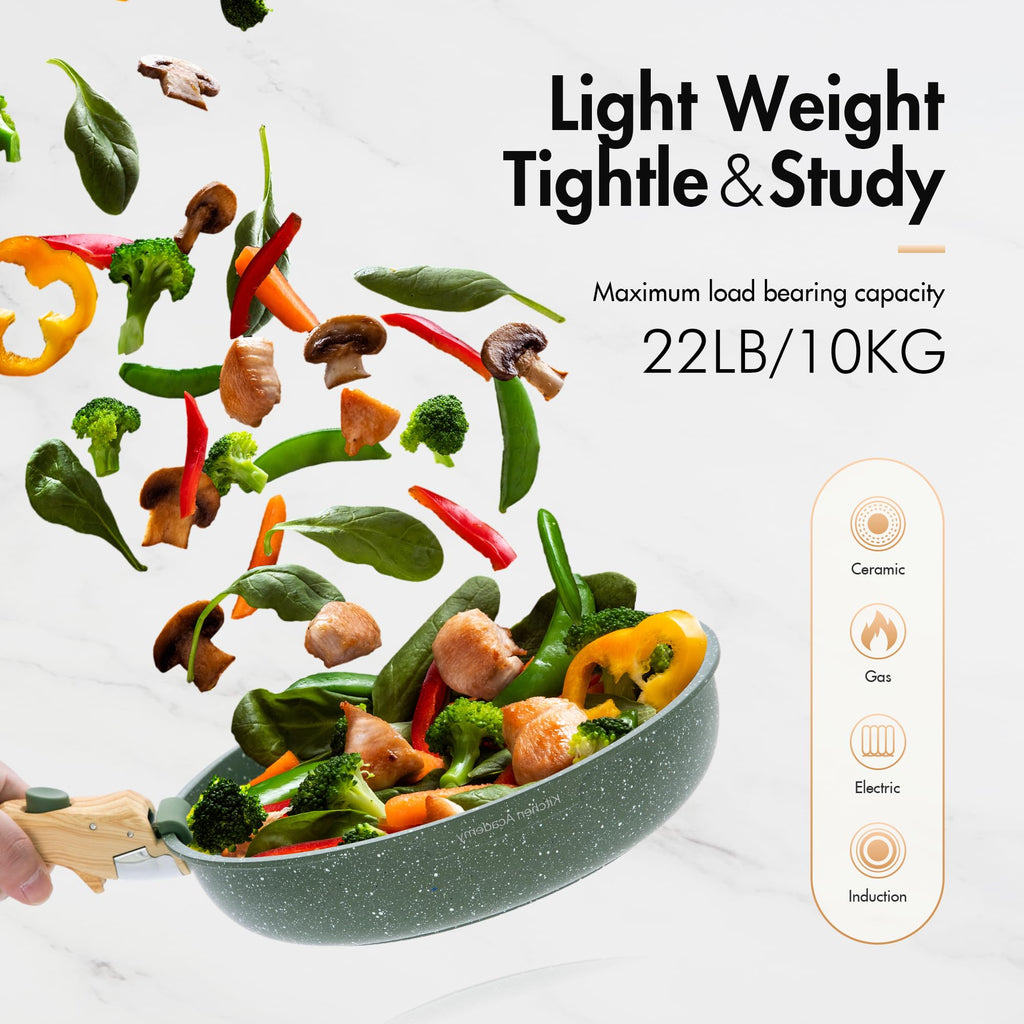 Kitchen Academy 10-Piece Non-Stick Cookware Set | Stackable Induction Pans