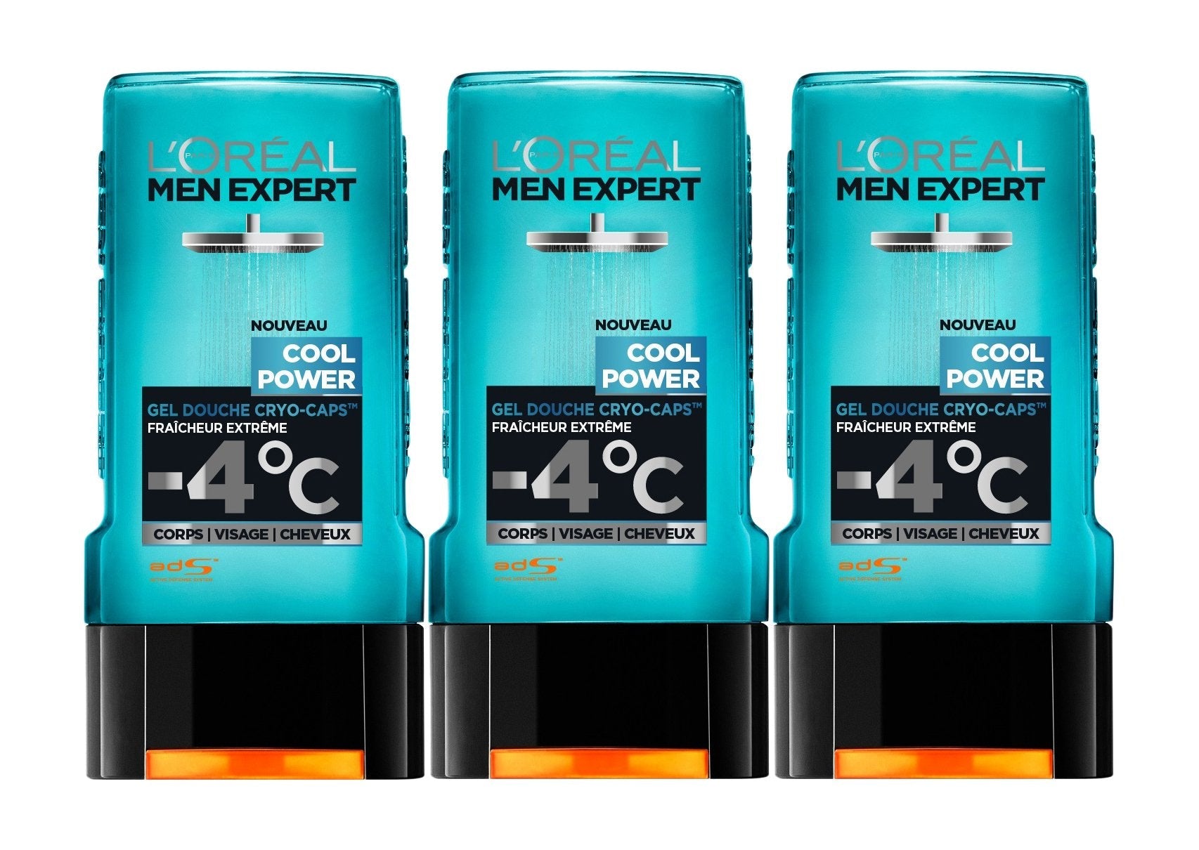 L'Oréal Men Expert Cool Power Shower Gel - Icy Mint - 300ml (Pack of 3)