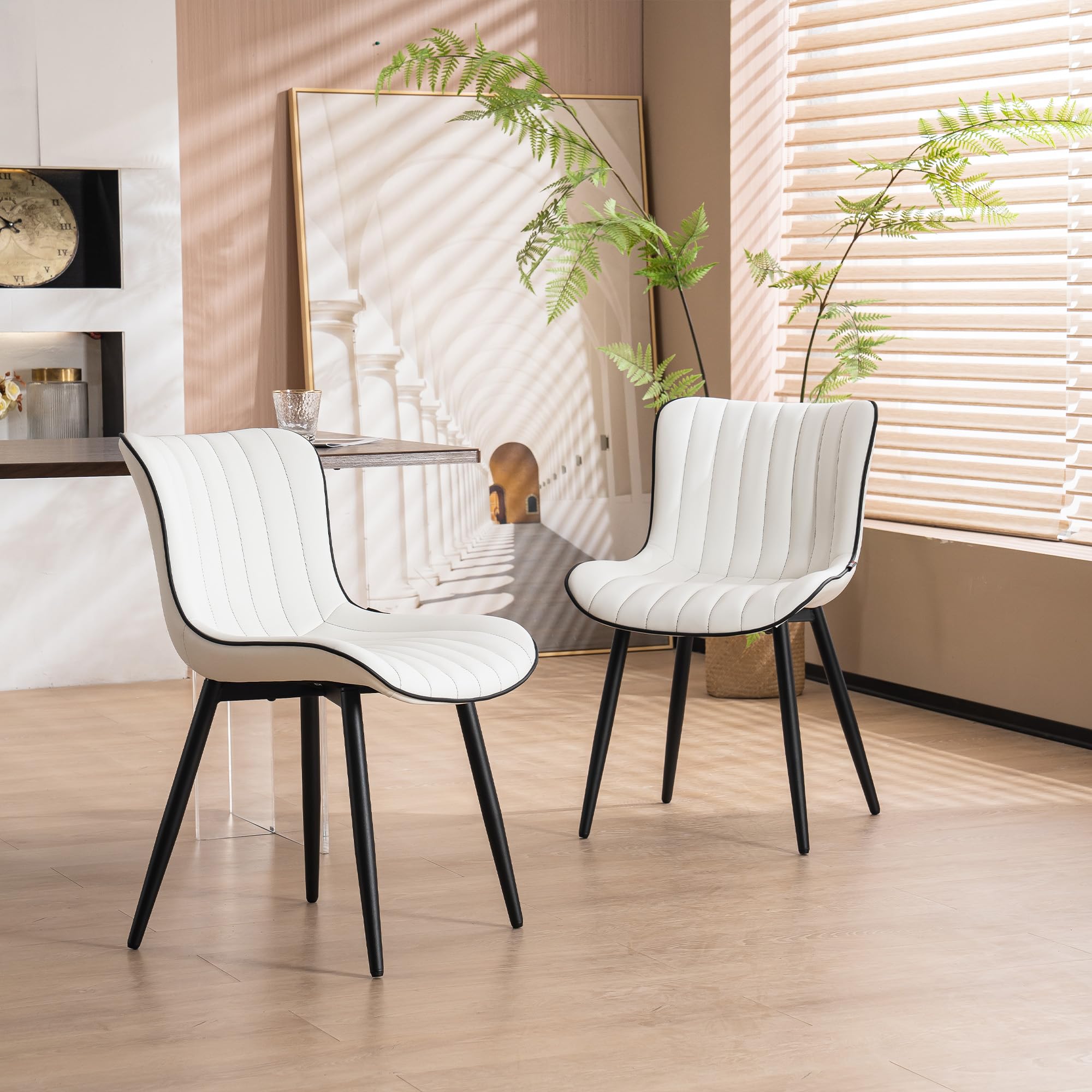 YOUNIKE Dining Chairs Set of 2 – Faux Leather Upholstered Kitchen Chairs