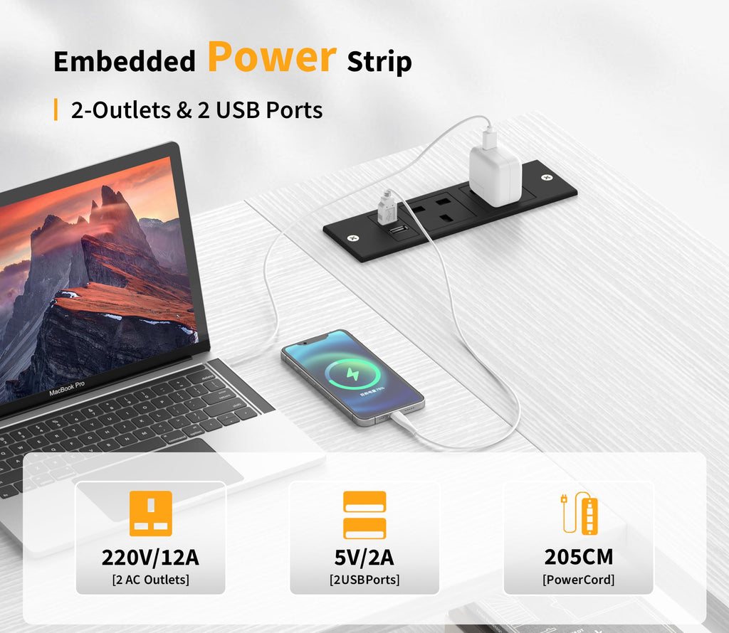 Yornoli L-Shaped Computer Desk with Power Outlet & Storage - Snow White