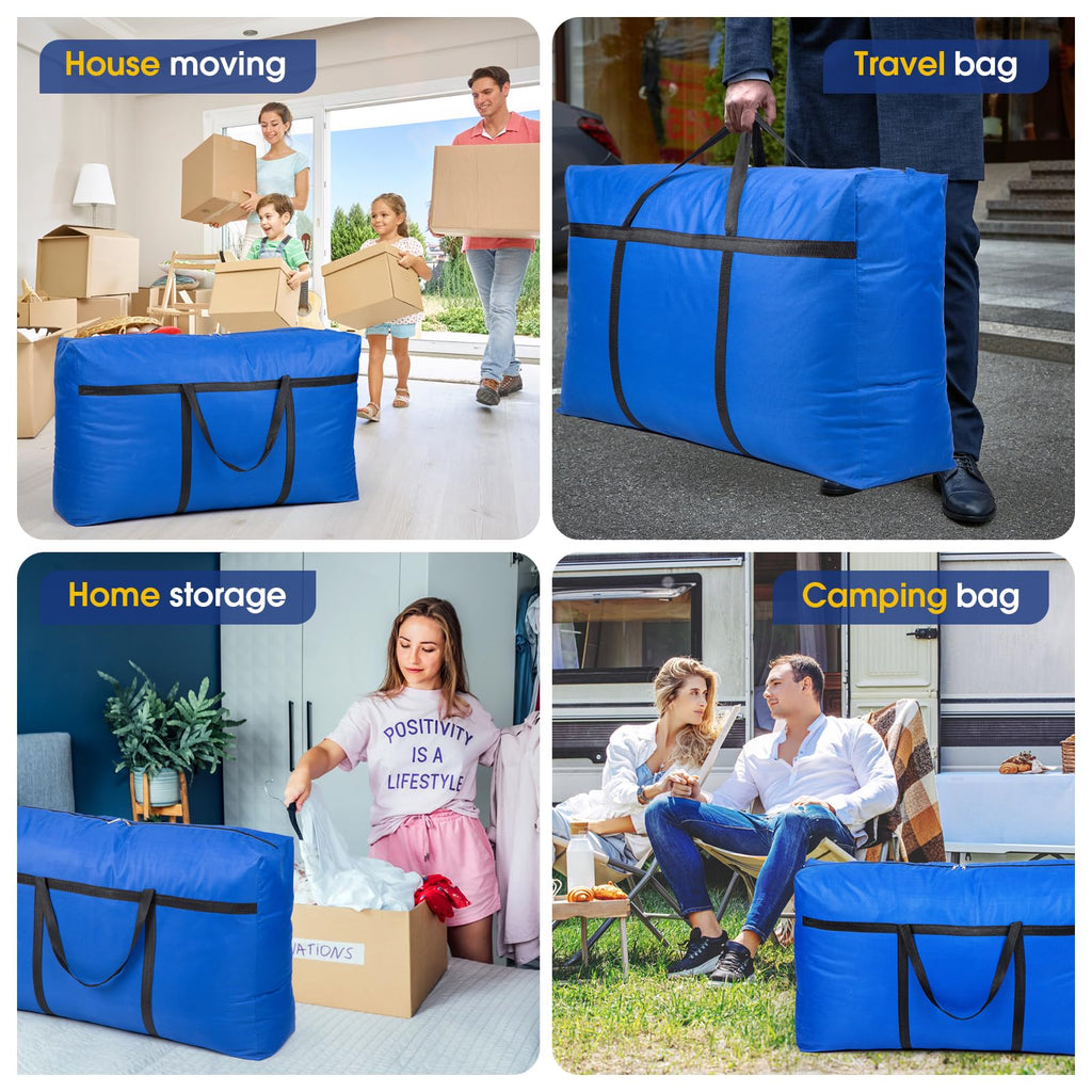 YiMiLiu 180L Extra Large Storage Bag Waterproof Luggage Bag Heavy Duty Moving Bag blue