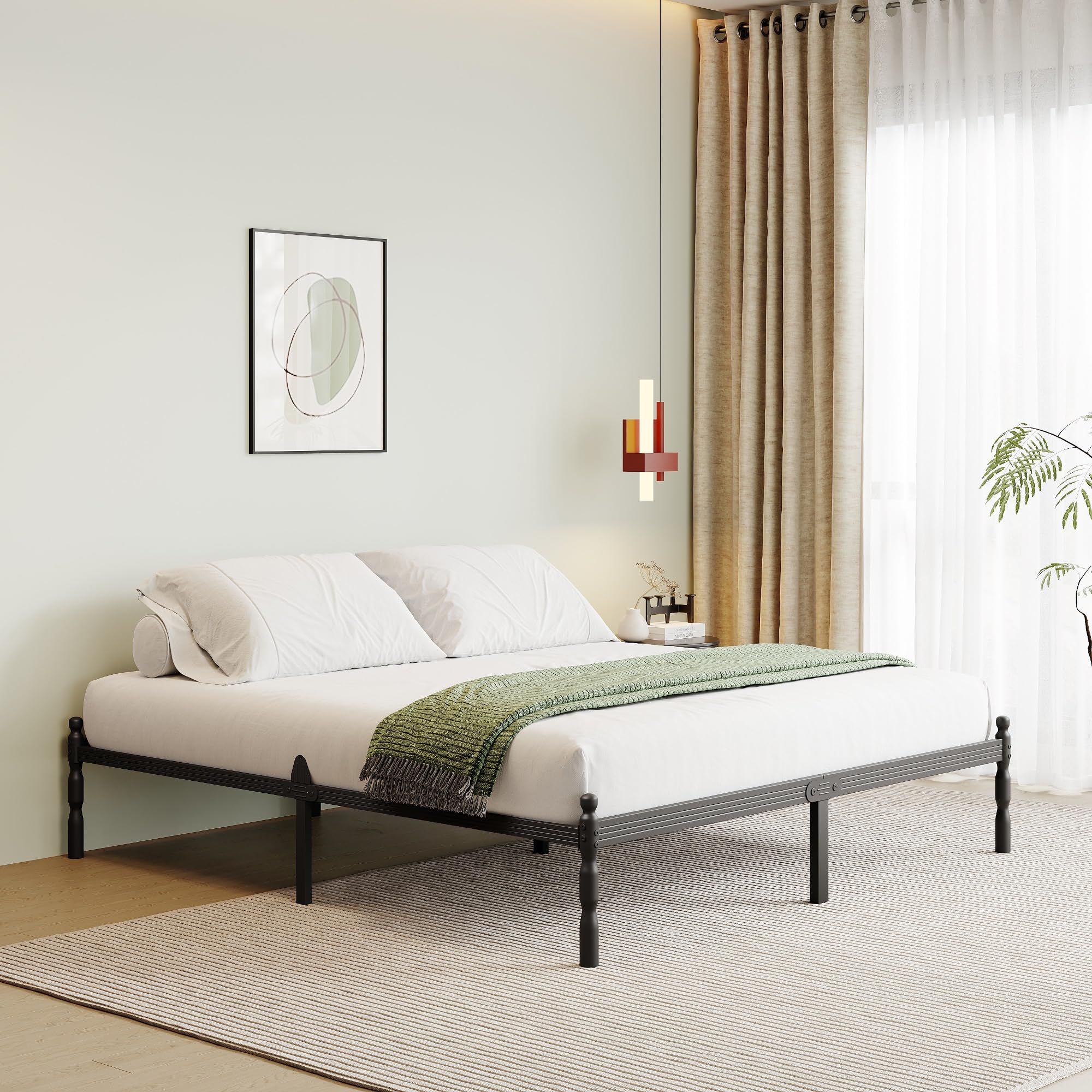 QFtime Super King Metal Bed Frame | Underbed Storage & Steel Slats