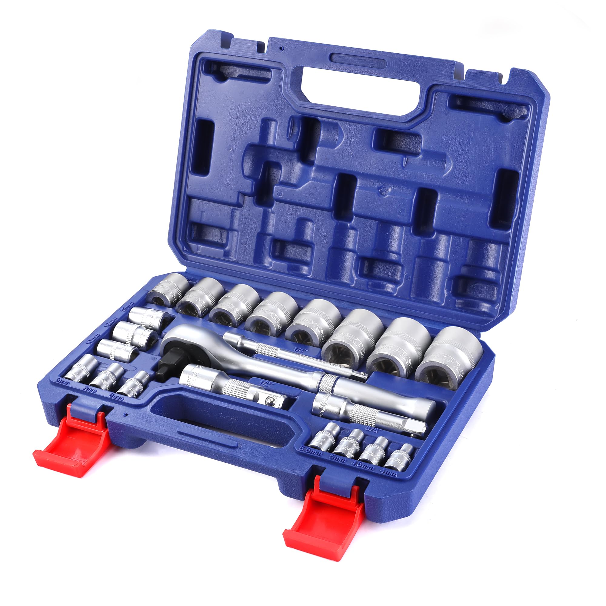 WORKPRO 22-Piece Metric Socket Set | 1/4, 3/8, 1/2 Drive Ratchet Wrench