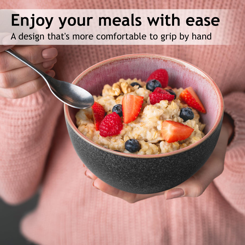 MIAMIO Ceramic Cereal Bowls Set of 6 | 750ml Stackable Soup Bowls