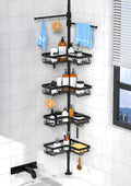 Kegii Telescopic Shower Caddy – 4-Tier Rustproof Corner Shelf with Towel Bars