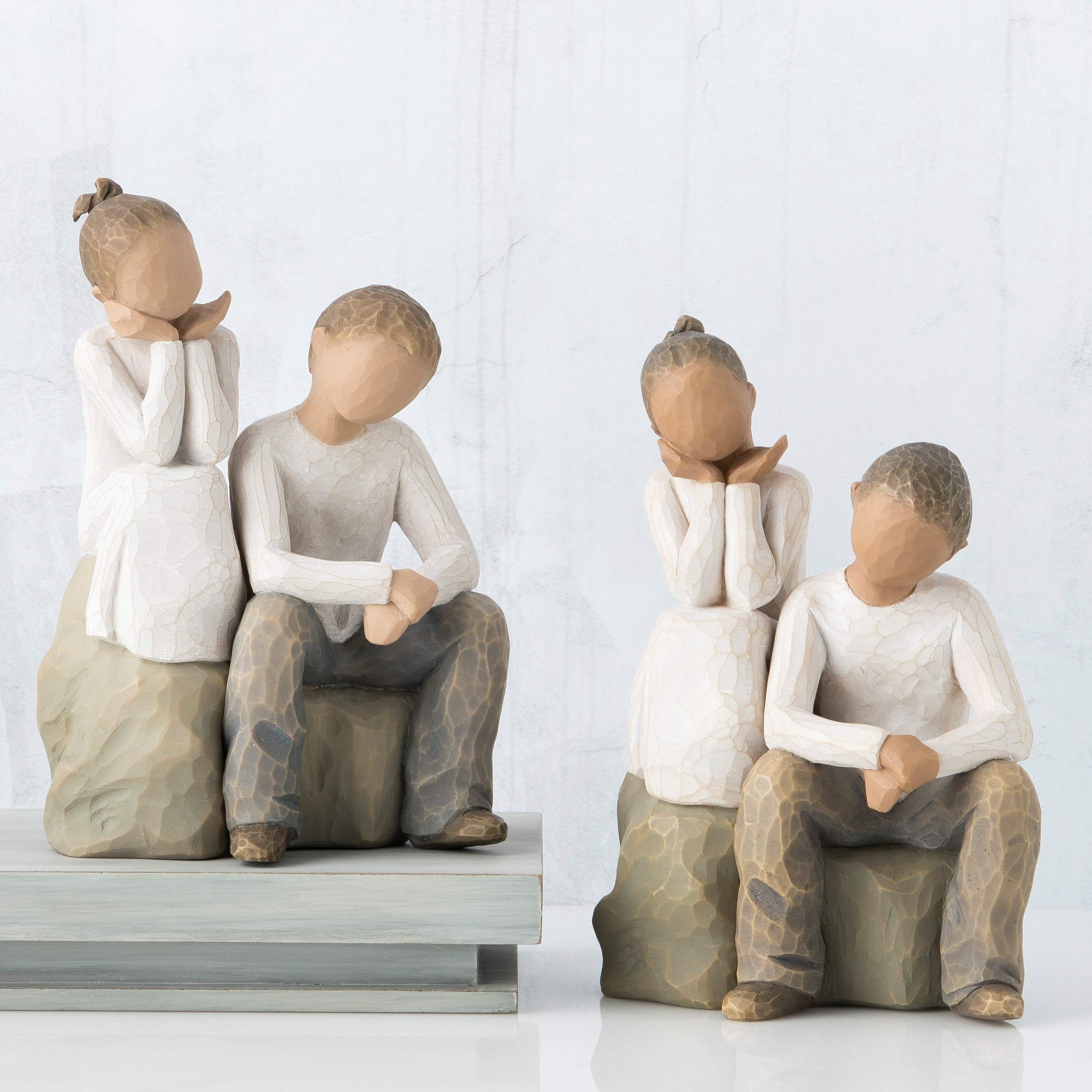 Willow Tree Brother and Sister Figurine - Hand-Painted 5.5 Inch Sculpture