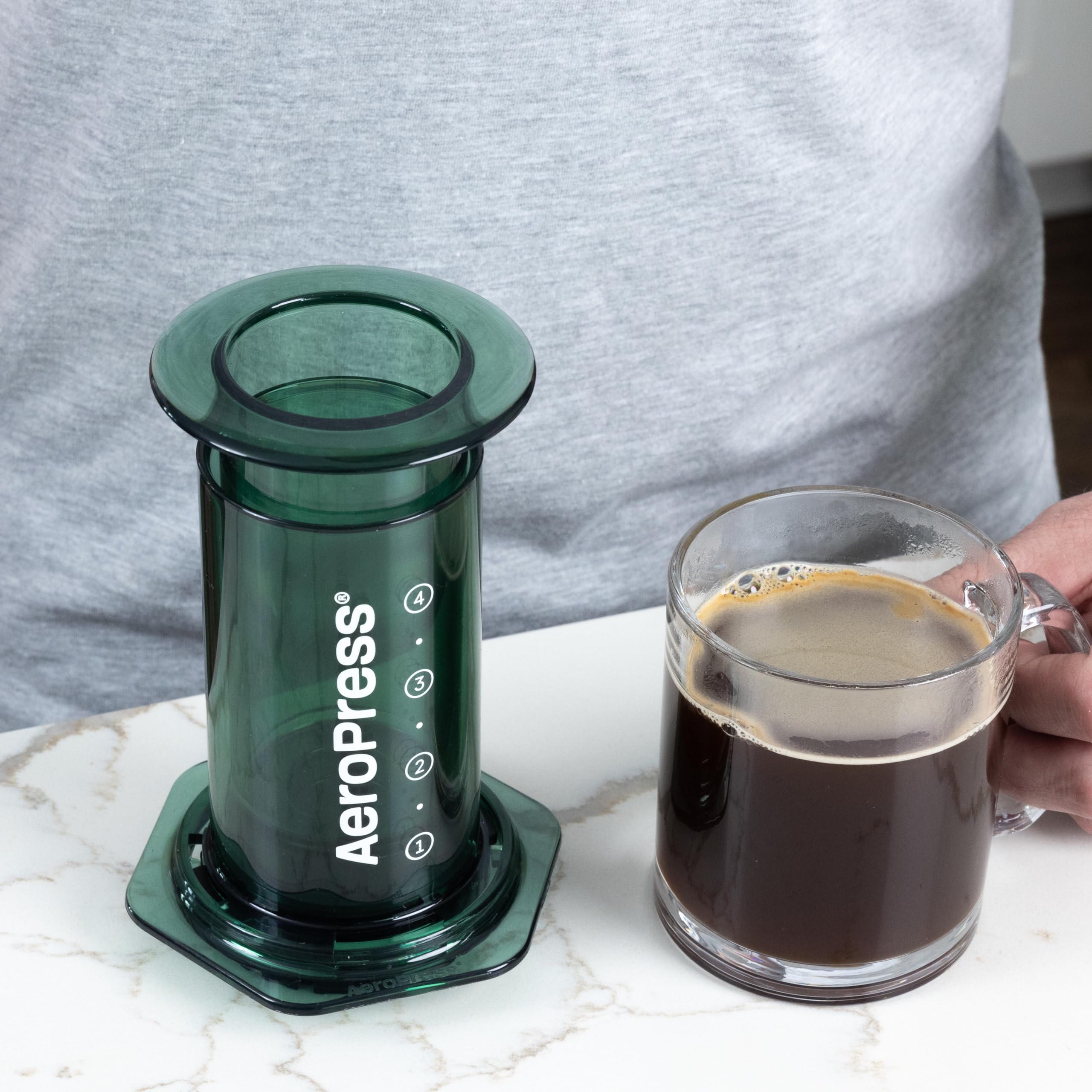 AeroPress Clear Coffee Press – Shatterproof Tritan 3-in-1 Brewer
