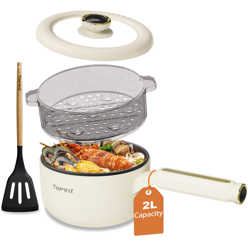 Topwit 2L Electric Hot Pot with Steamer | Non-Stick Multifunctional Cooker
