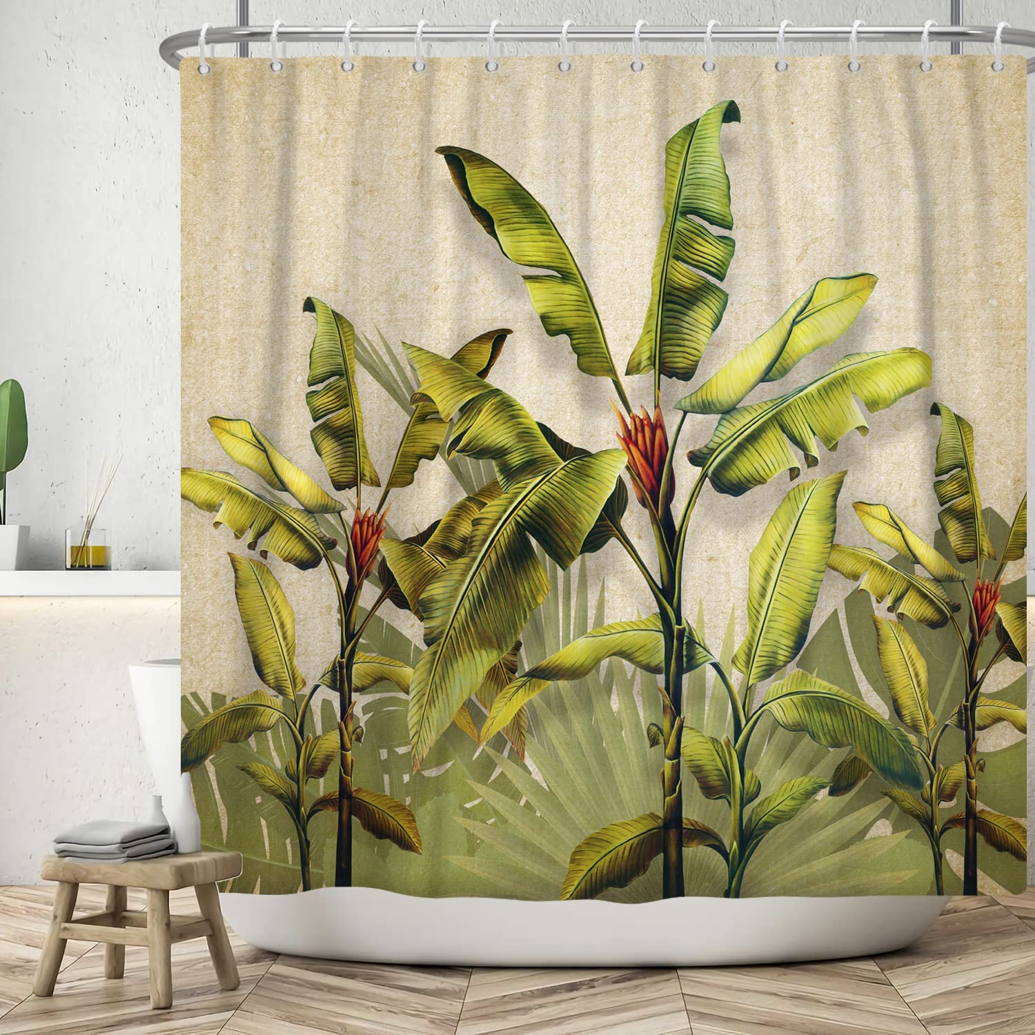 Tropical Palm Leaves Shower Curtain | Waterproof Polyester