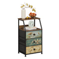 VEDECASA 3 Drawer Fabric Dresser – Retro Bedside Table with Wood Top