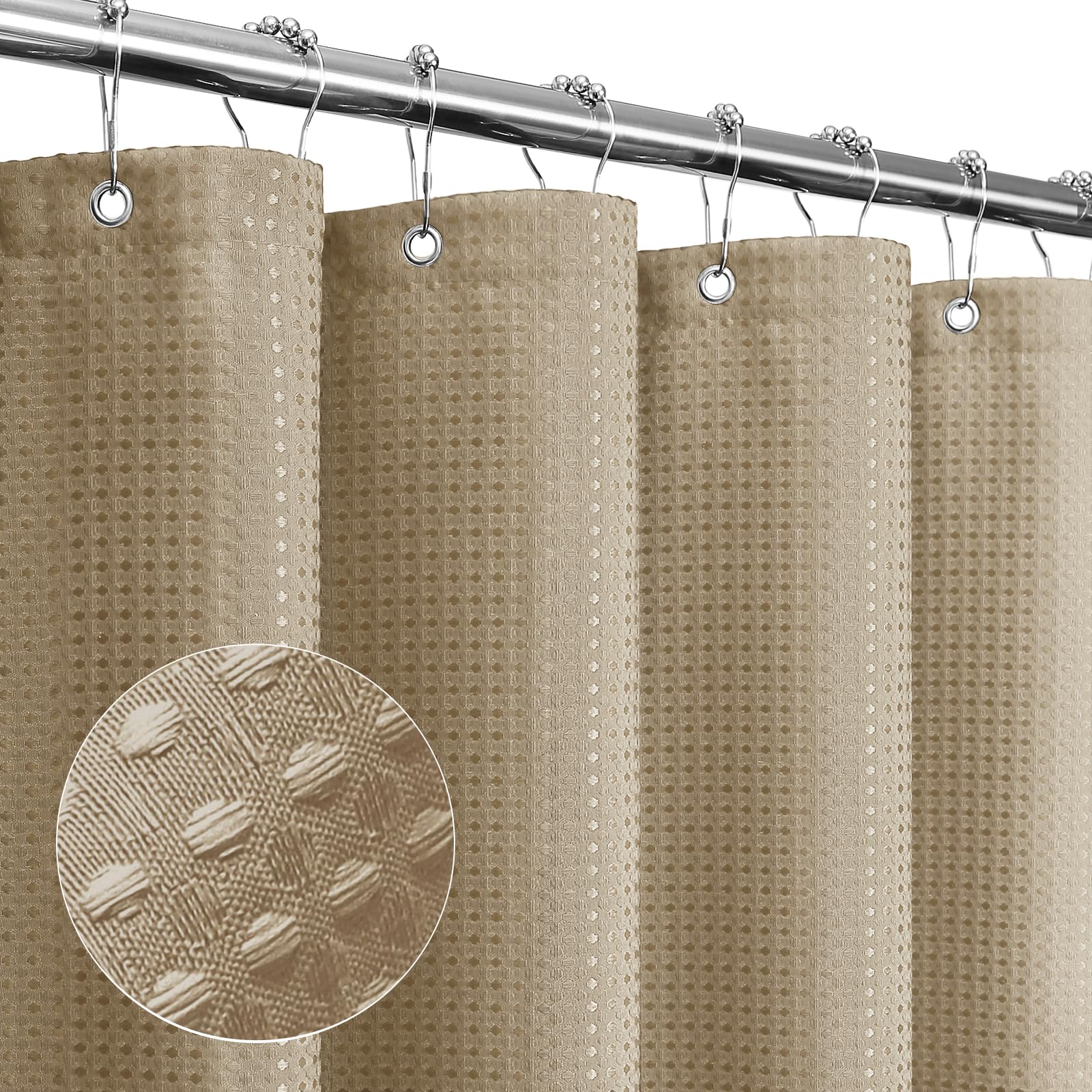 Gibelle Small Stall Waffle Weave Fabric Shower Curtain - 36 x 72 Inches