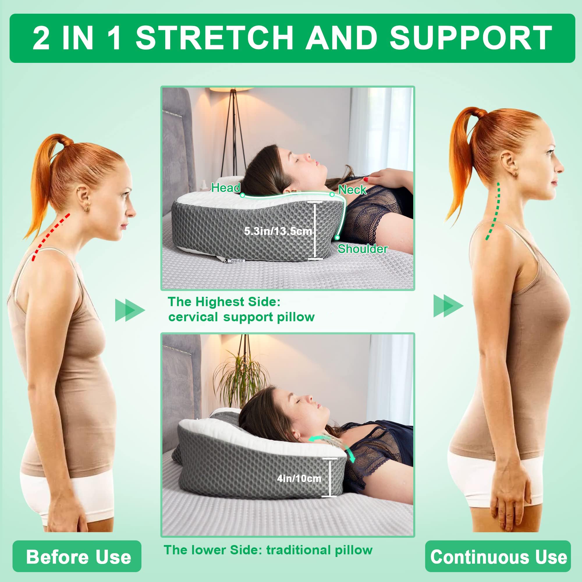 Elviros Cervical Memory Foam Neck Pillow | Adjustable Orthopedic Support