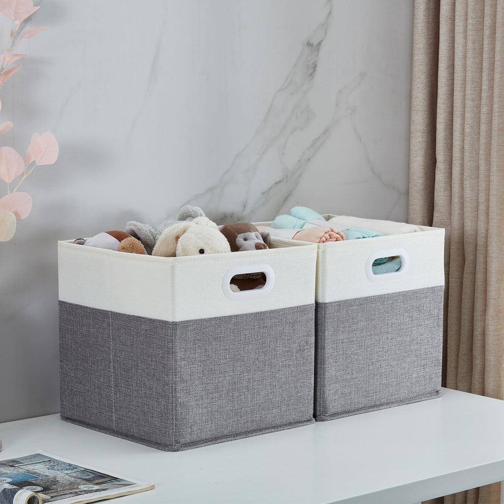 Mangata Fabric Storage Cubes – 30cm Collapsible Linen Baskets, 4-Pack