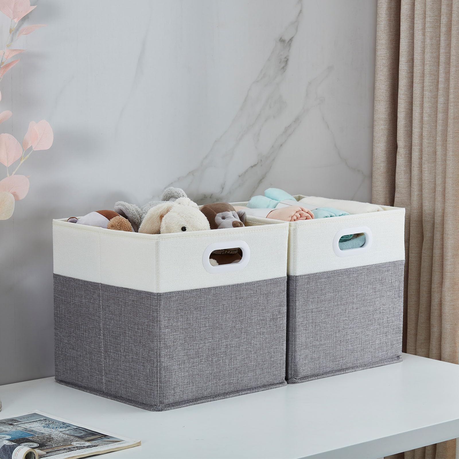 Mangata Fabric Storage Cubes – 30cm Collapsible Linen Baskets, 4-Pack