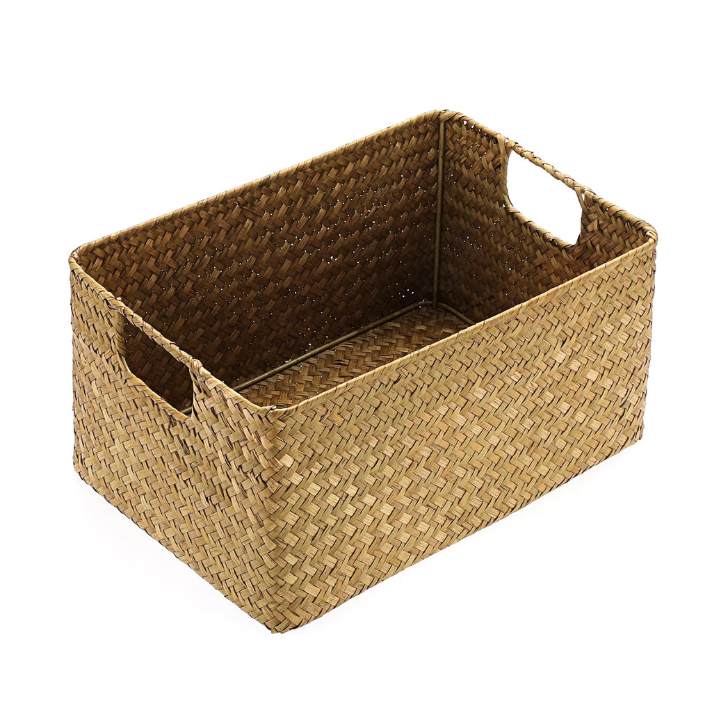 IGNPION Seagrass Storage Opened Basket, Woven Wicker Baskets, Caramel, S - image 1