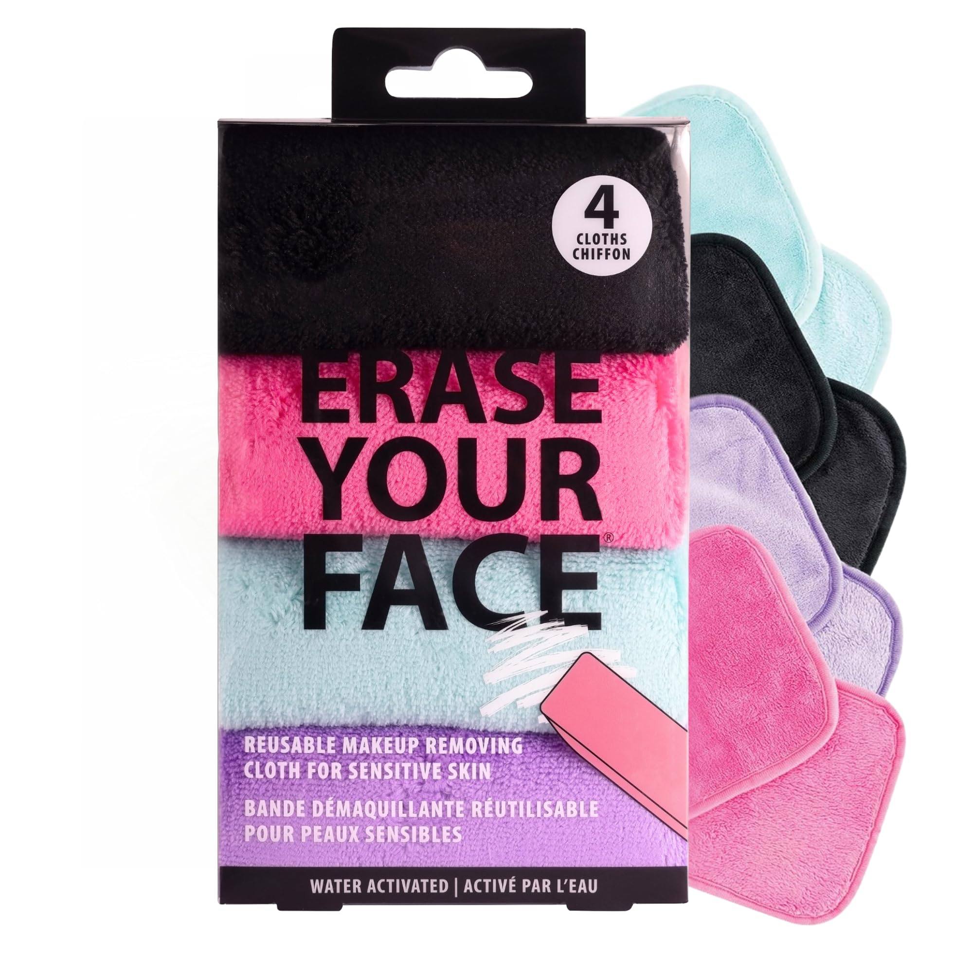 Danielle Creations Erase Your Face Reusable Makeup Remover Cloths - 4 Pack