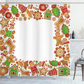 ABAKUHAUS Christmas Shower Curtain – Gingerbread Cookies Fabric Decor