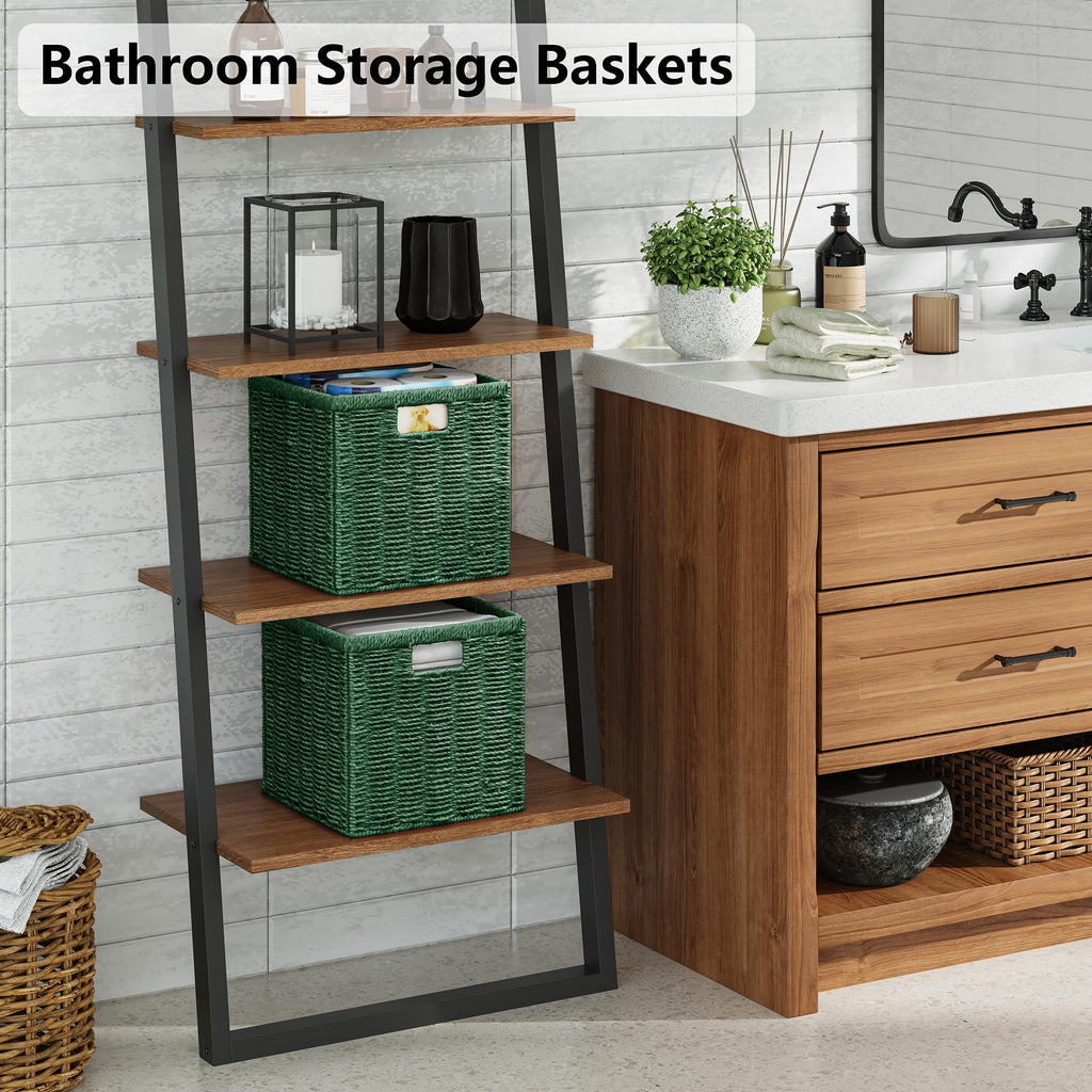 Vagusicc Wicker Storage Basket, Foldable Storage Cubes Organizer Bins, Handwoven Storage Baskets for Shelves Closet Wardrobe Bathroom - image 5