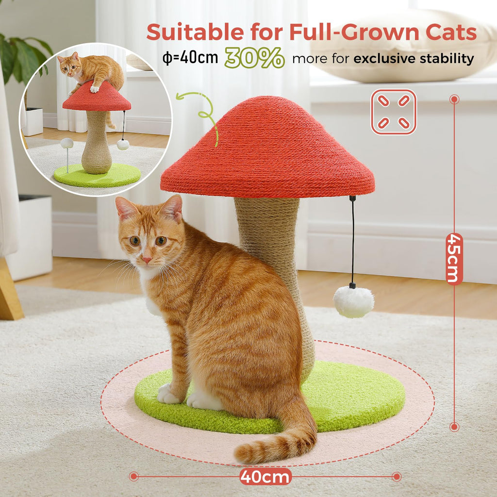 PAWZ Road Mushroom Cat Scratching Post – Sisal Covered Post with Toy