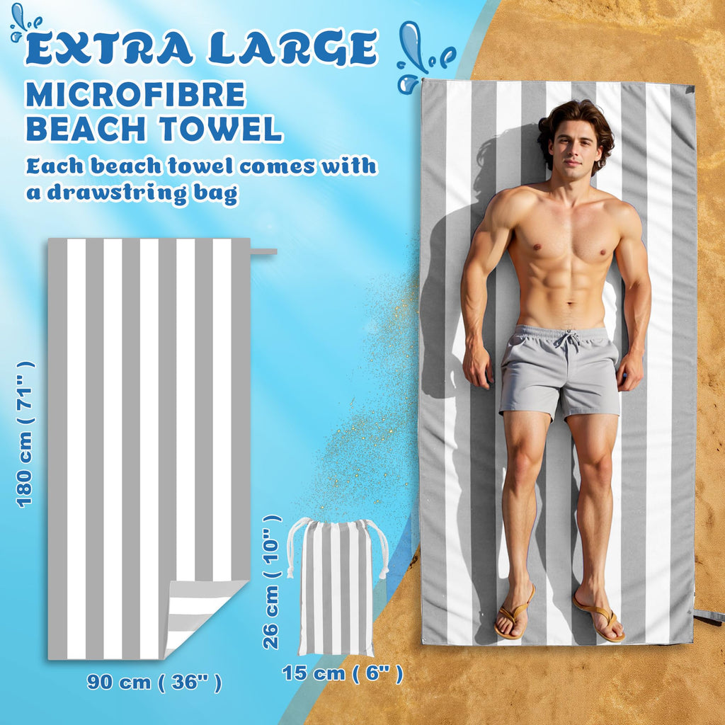 Anavasi Microfibre Beach Towels for Adults, 1 Pack 180 x 90cm 100% Recycled - image 2