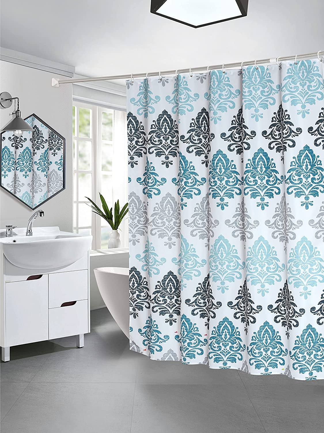 Tennove Geometric Shower Curtain | 180x200cm Thick Polyester Fabric