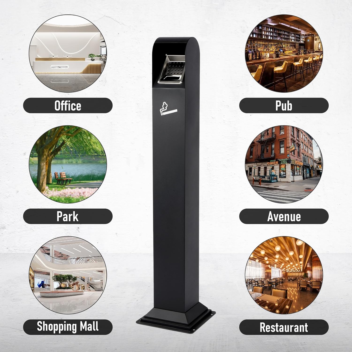 Nisorpa 1.2M Stainless Steel Vertical Trash Bin - Odor-Proof Outdoor Can