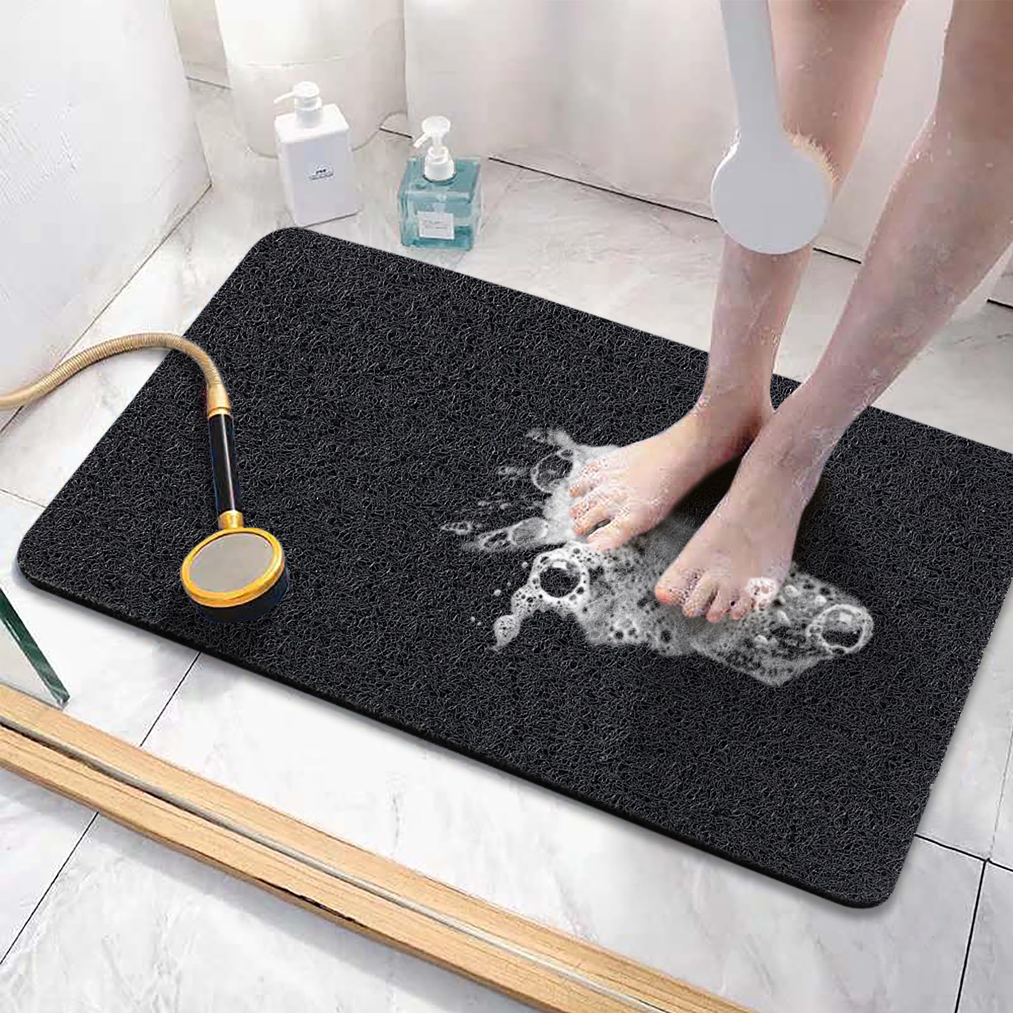 Jolof Store PVC Loofah Bath Mat – Non-Slip Textured Shower Mat, 24x16