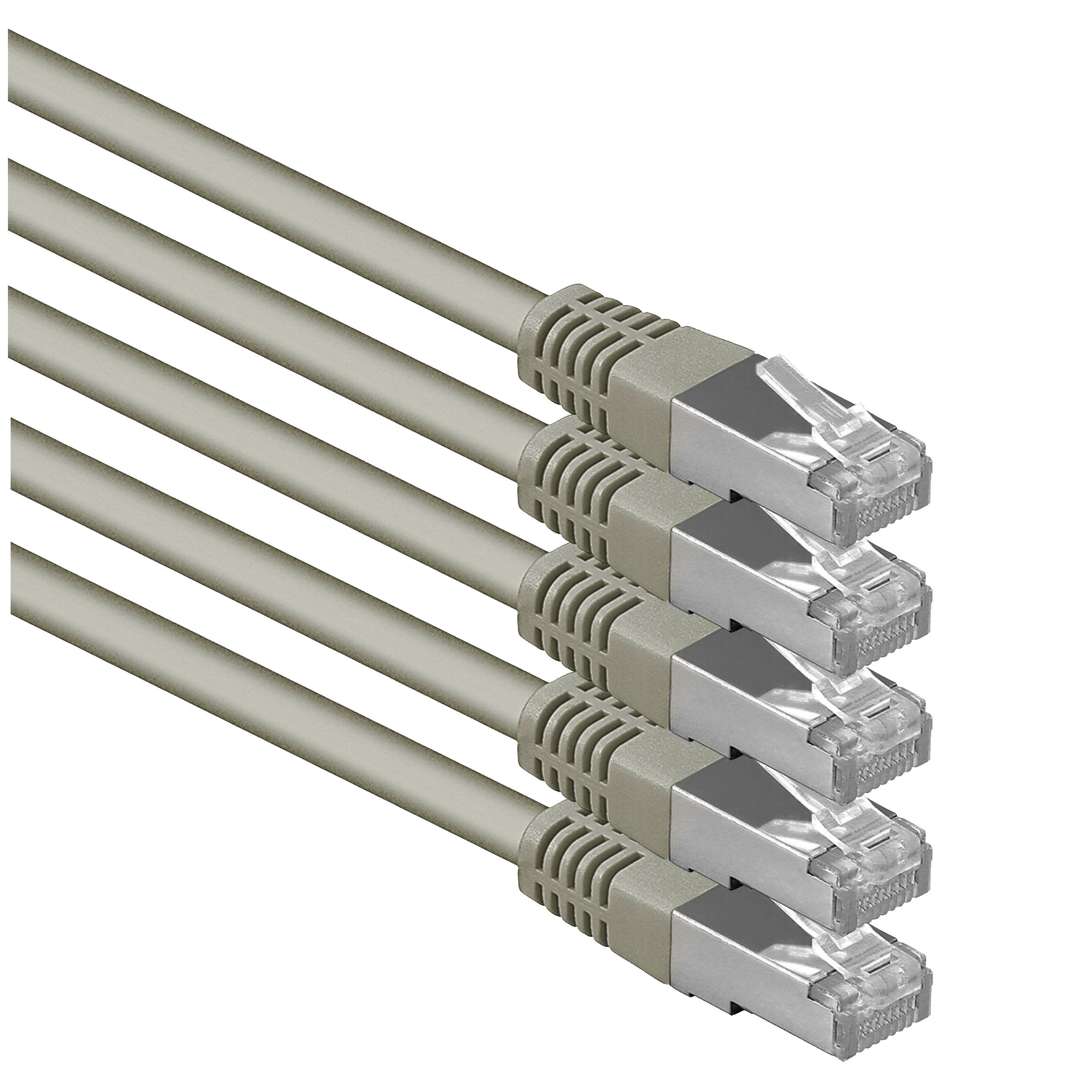 1aTTack.de Cat.6 Network Cable | 10m Gray S-FTP Copper LAN - 5 Pack