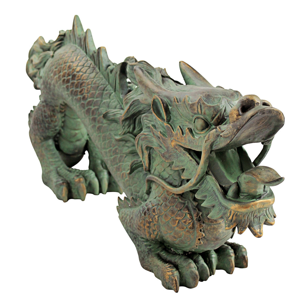 Design Toscano Asian Dragon Garden Statue – Bronze Verdigris Polyresin