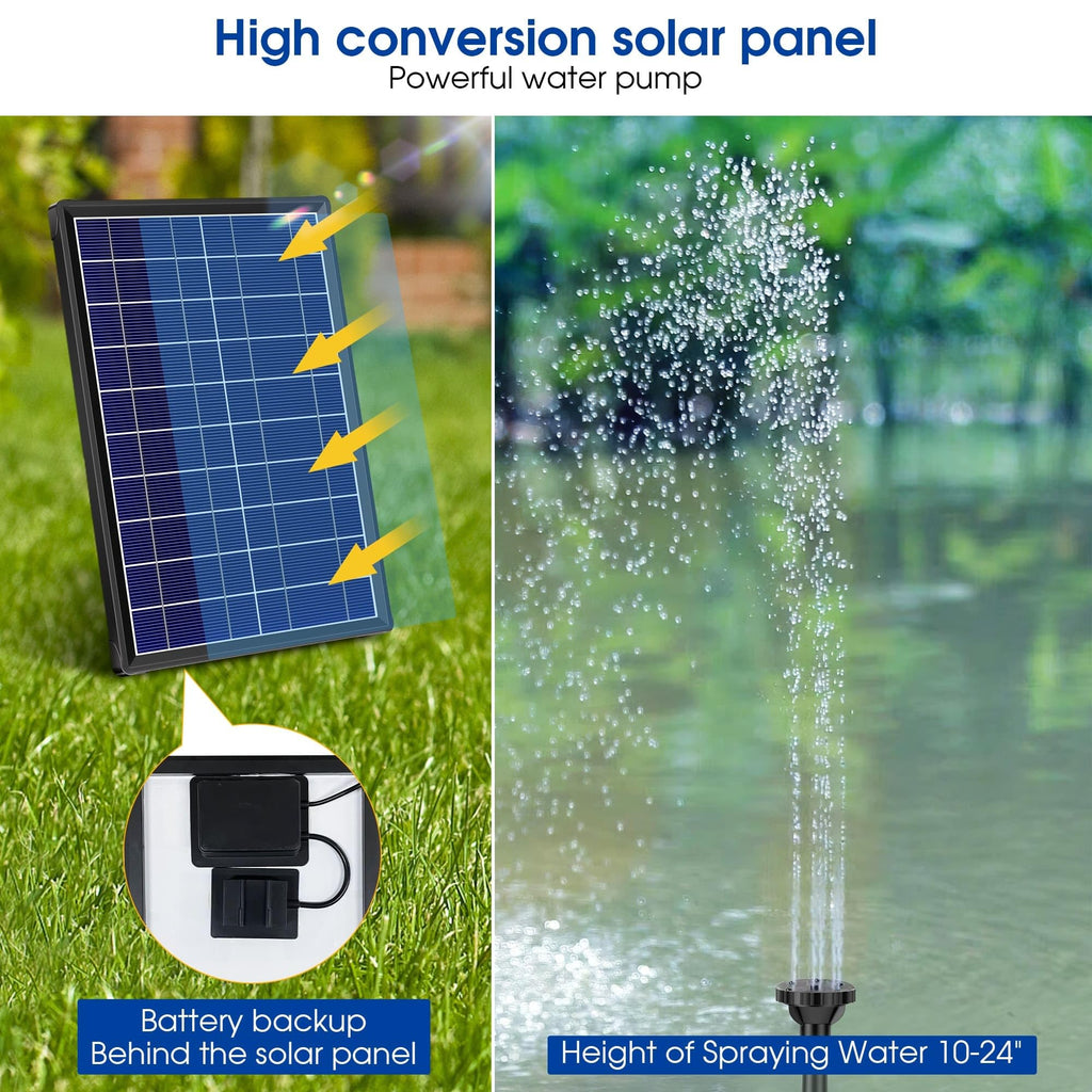 Biling Solar Pond Fountain - 8W Water Pump with 3600mAh Battery Backup