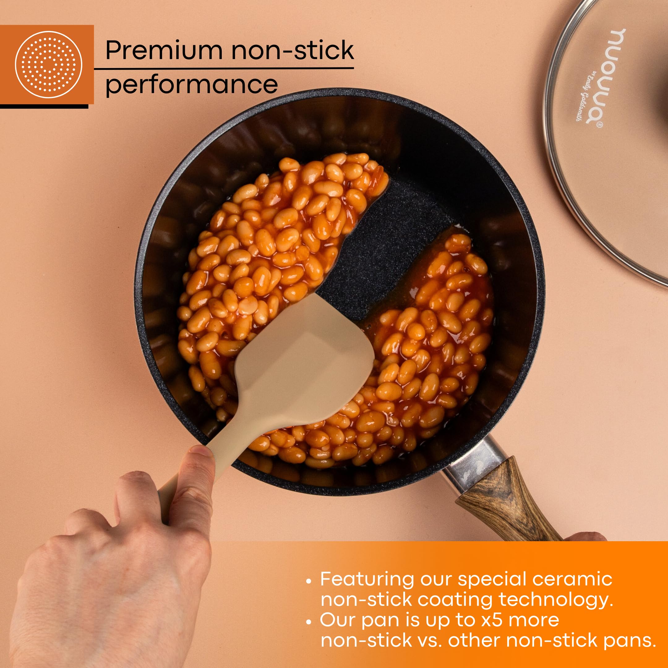 Nuovva 2-Piece Copper Induction Saucepan Set - Non-Stick 16cm & 18cm Pots