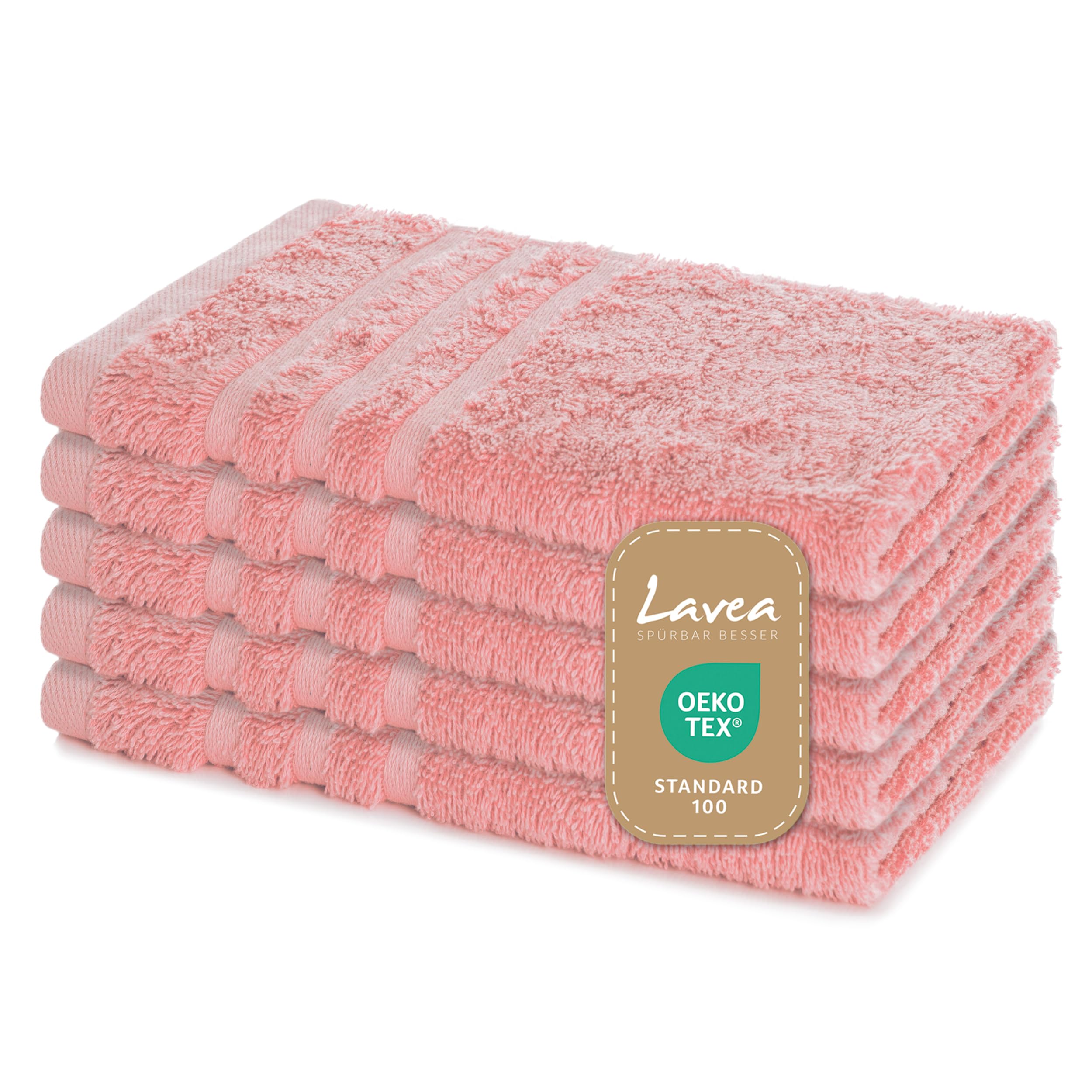 Lavea Elena Guest Towels Set of 5 | 100% Cotton Terry | Pastel Pink