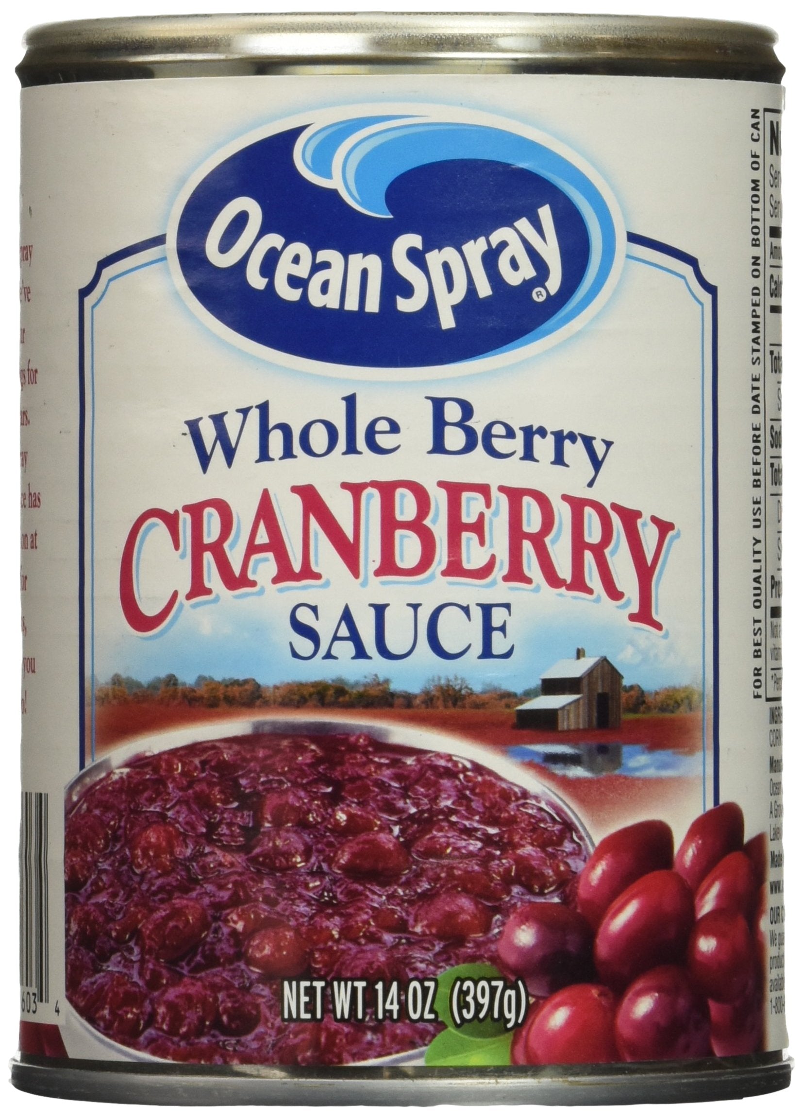 Ocean Spray Whole Cranberry Sauce – 14 oz Canned Fruit (Pack of 6)