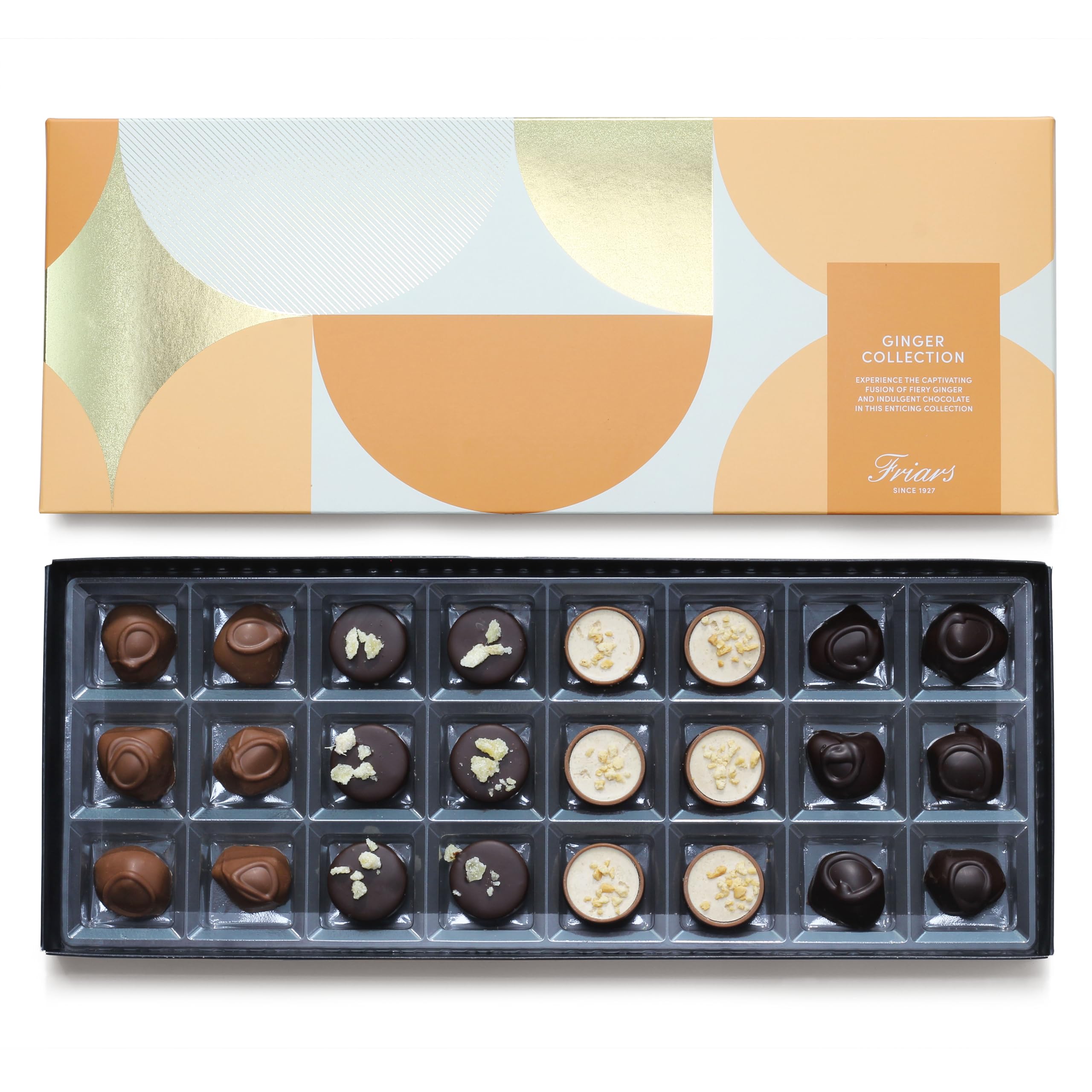 Friars Ginger Chocolate Selection Box | 24 Milk & Dark Gourmet Truffles