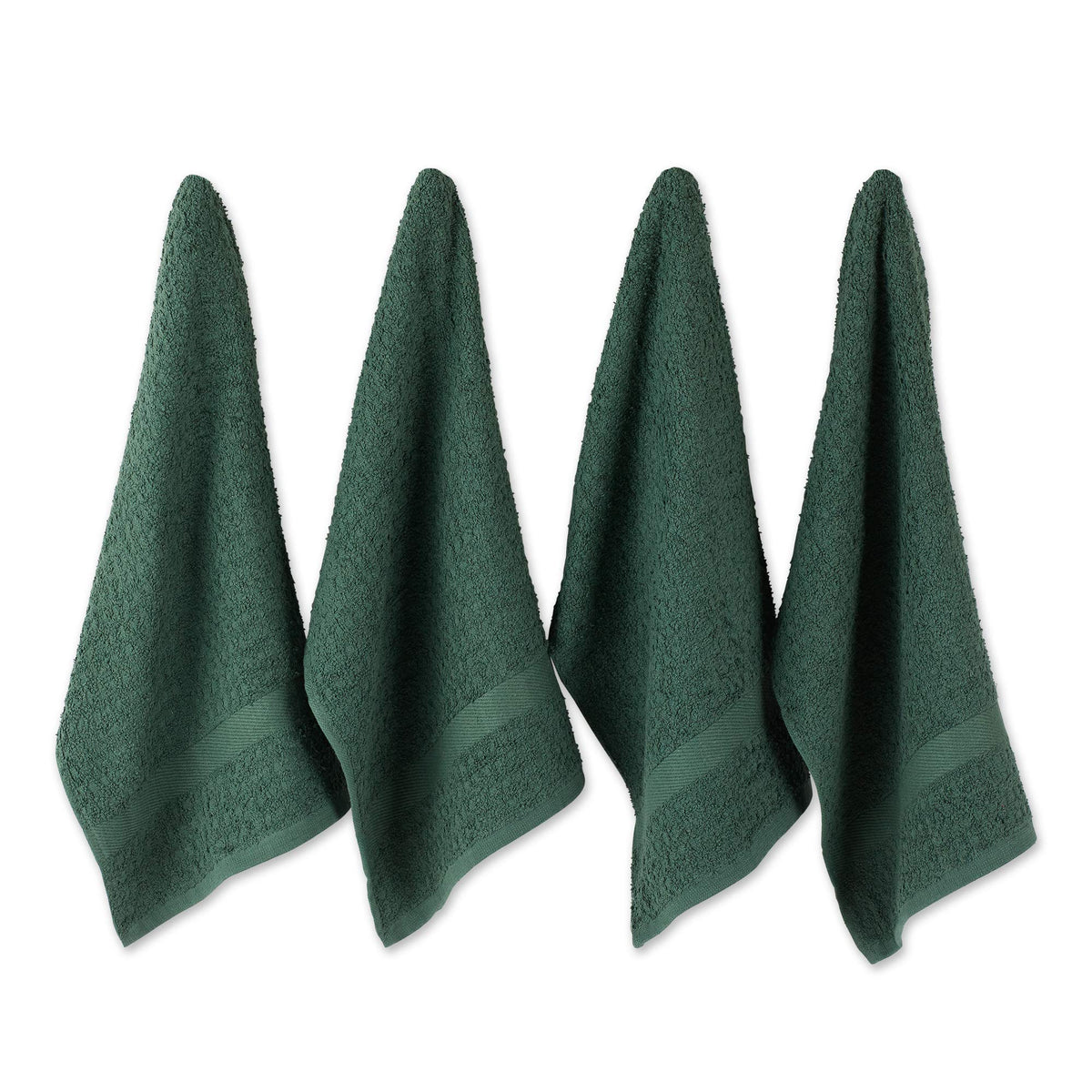 DII Basic Terry Collection Waffle Dishtowel Set, 15x26, Solid Dark Green, 4 Piece - image 1