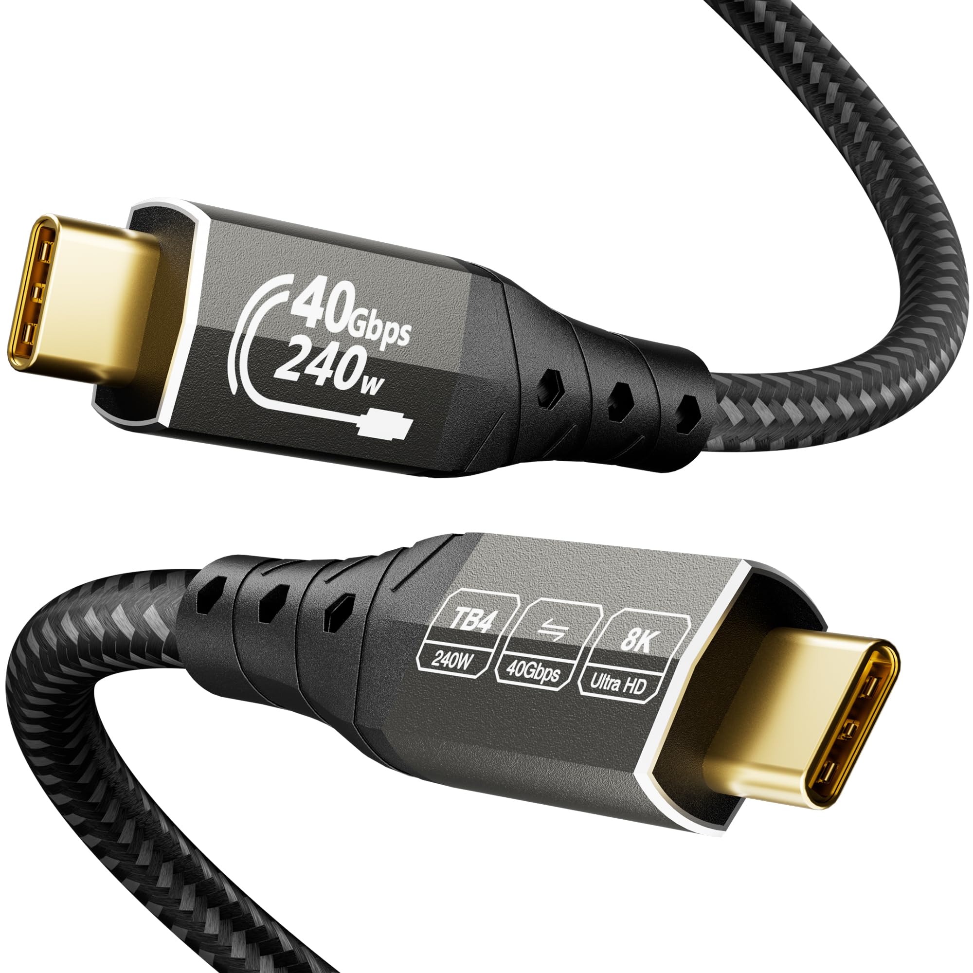 ZIKNYDO Thunderbolt 4 Cable 2m | 40Gbps 240W USB4 Type-C 8K Display