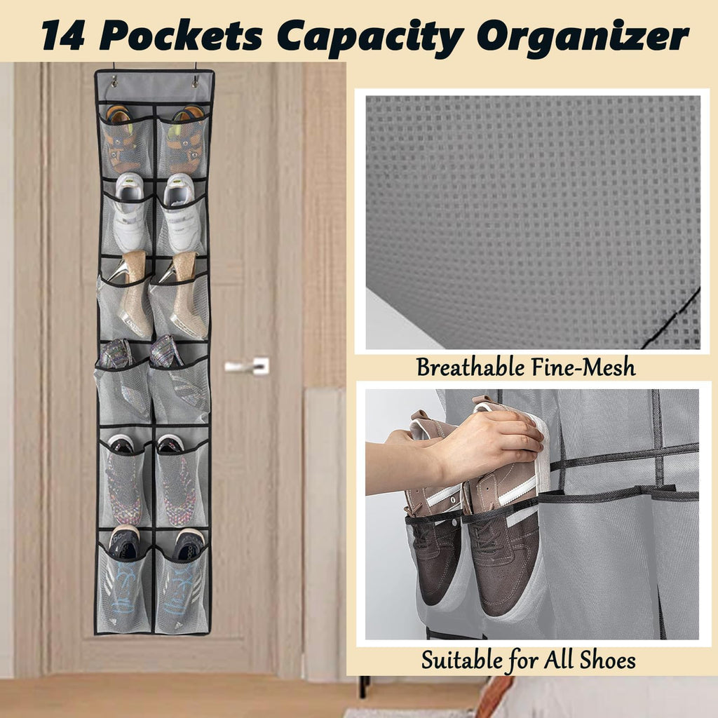 Tsathoggua Over the Door Shoe Organizer with 14 Pockets, 2 Hooks, Black - image 5