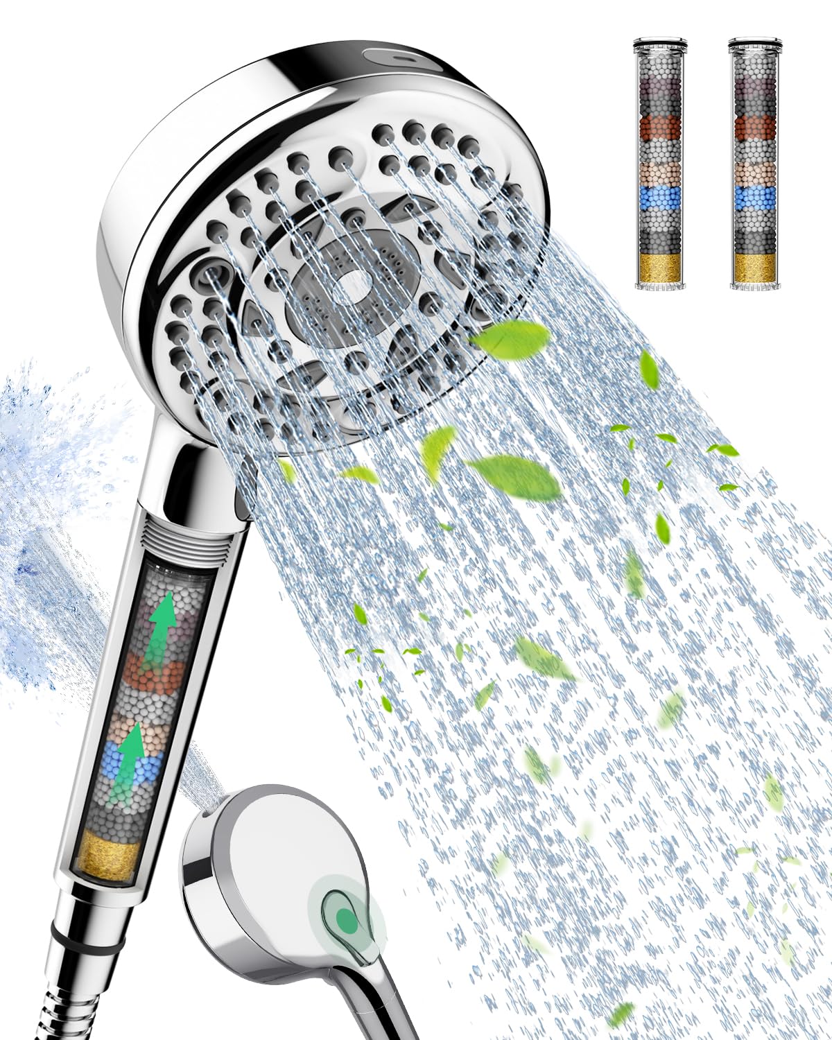 Jolof Store Filtered Shower Head | 9-Spray High Pressure Chrome Set