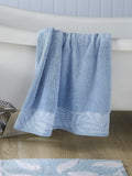 Dreams & Drapes Blue Leaf Zero Twist 100% Cotton Bath Towel – 70x130cm
