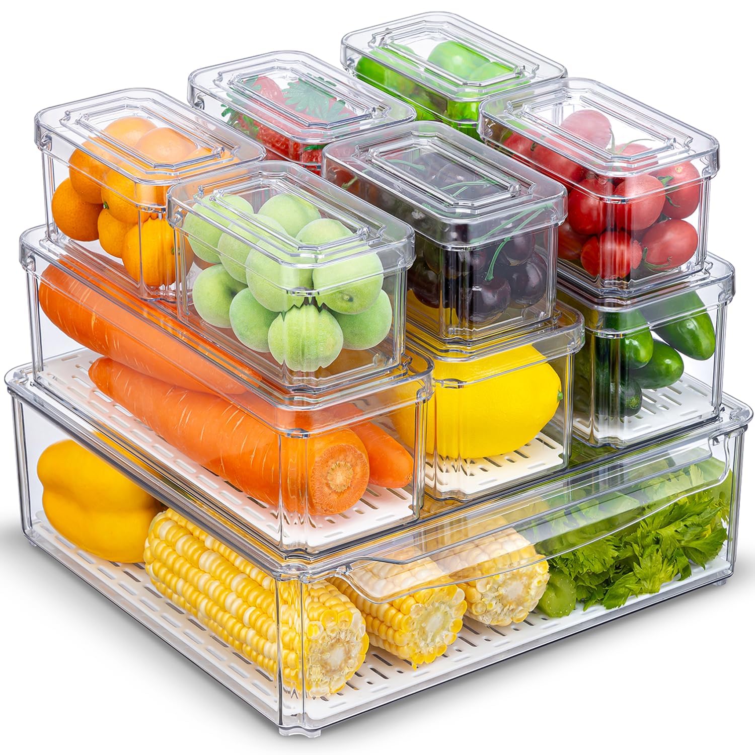 KUMD 10 Pack Fridge Organisers | Stackable BPA-Free Food Storage Bins