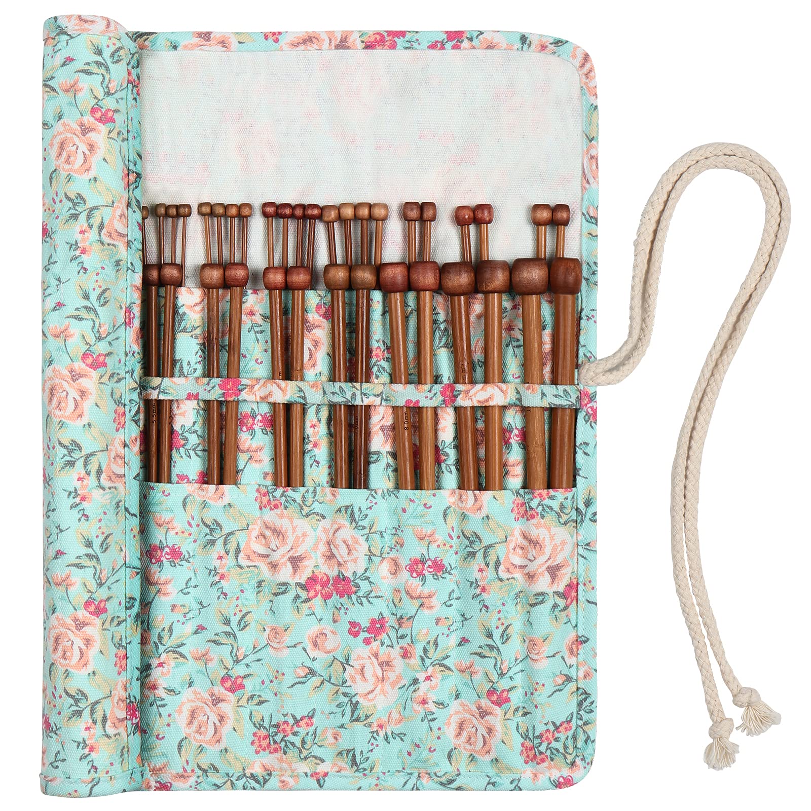 Coopay Bamboo Knitting Needles Set - 18 Pairs 35cm Single Pointed Pins
