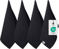 Moosfor Microfibre Tea Towels - 4 Pack Waffle Weave Kitchen Cloths, Black