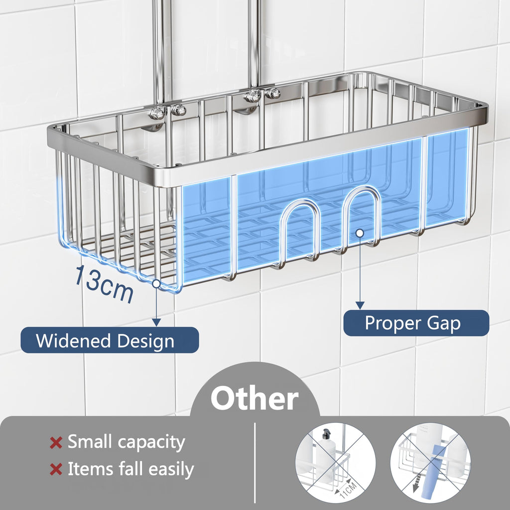 Shower Caddy Hanging SUS304 Stainless Steel No-Drilling Organiser Storage - image 4