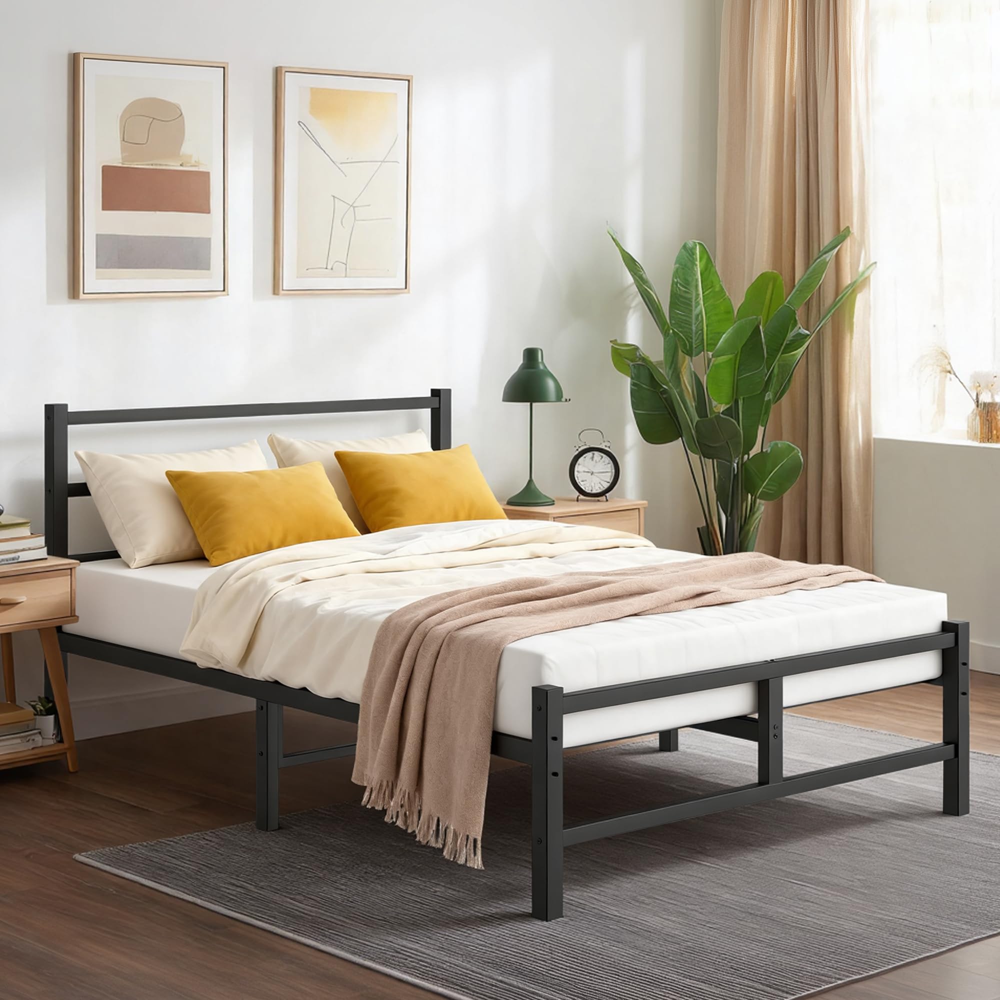 Jolof Store Frost IX Double Bed Frame – 4ft6 Metal Platform with Storage