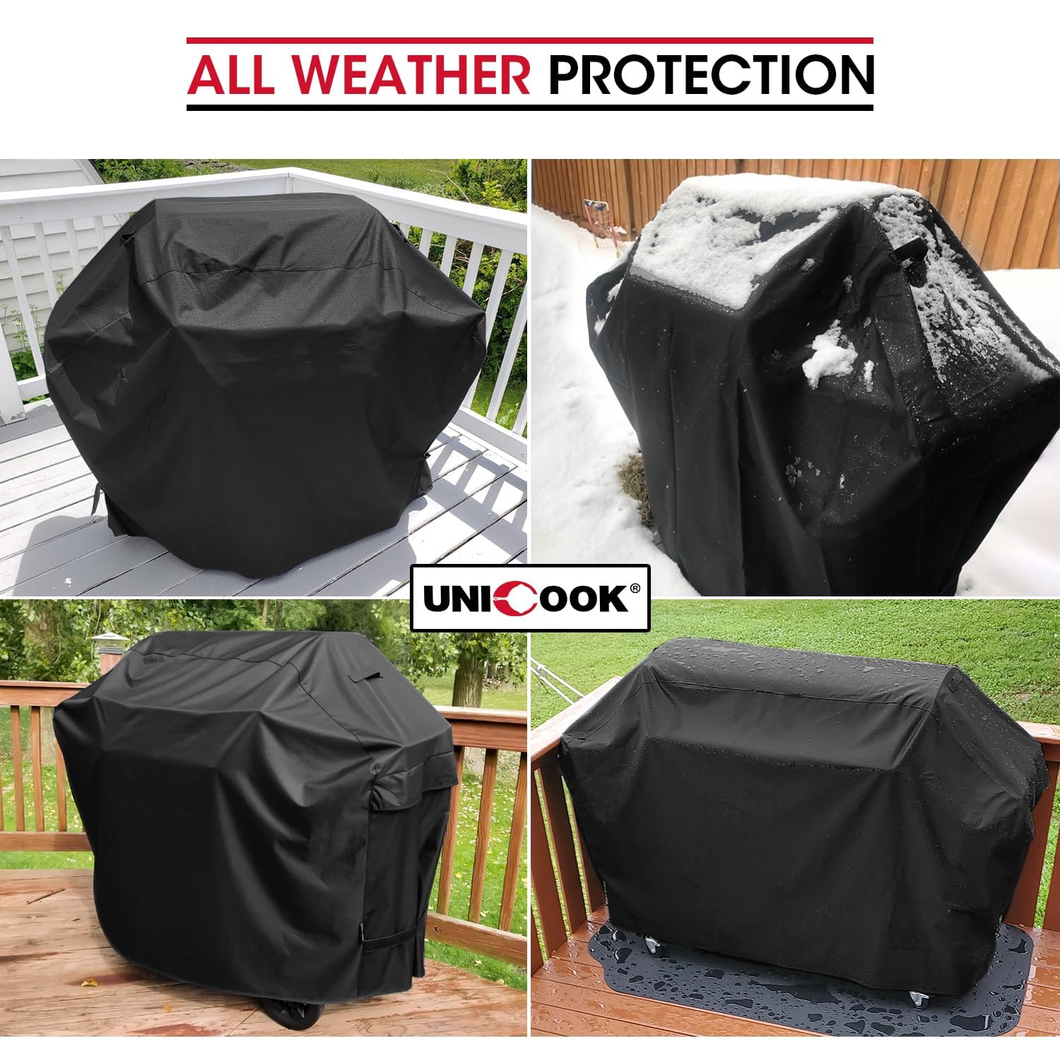 Unicook 65 Inch BBQ Cover – Heavy Duty Waterproof UV Resistant Grill Cover