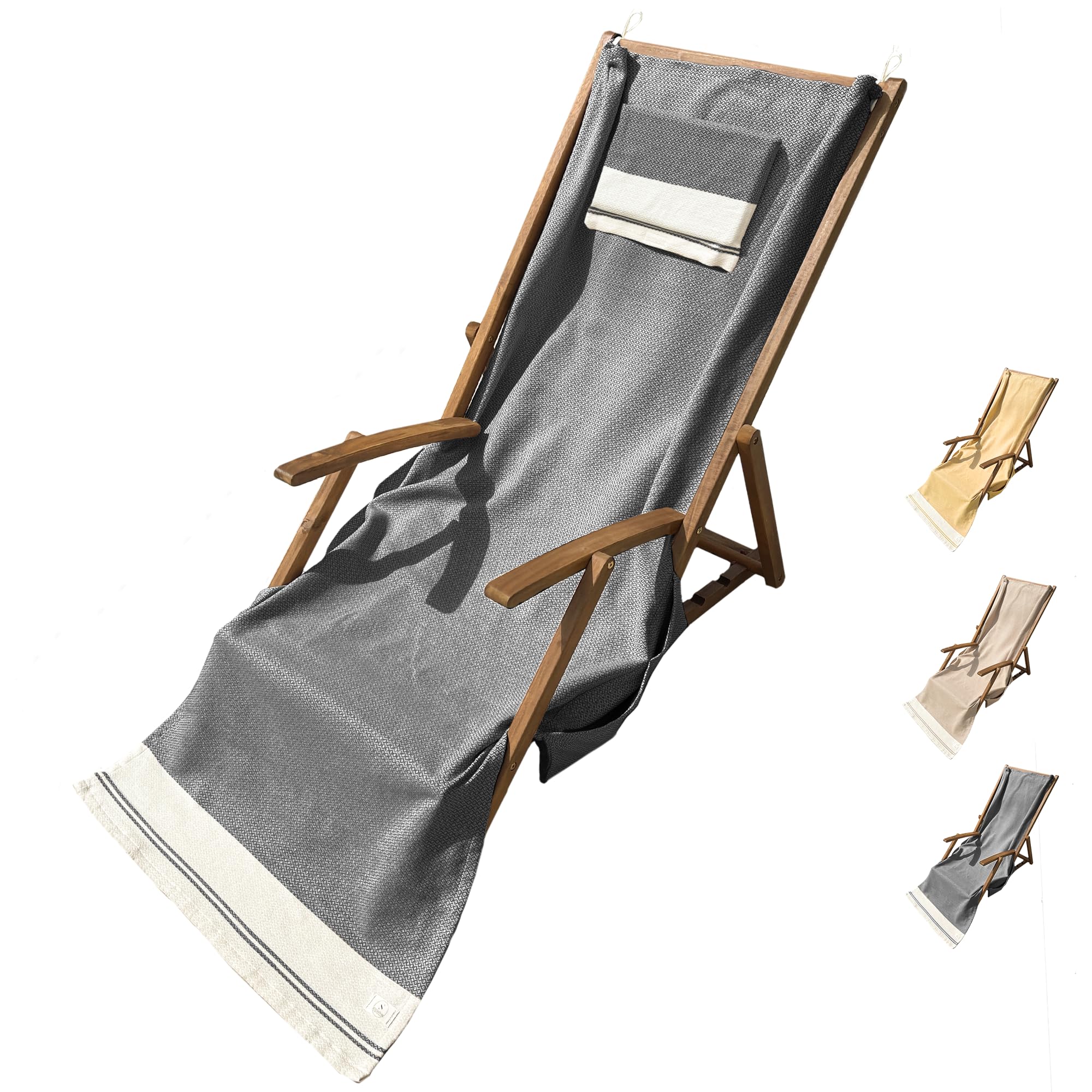 SIEGENTHAL Beach Towel with Cushion & Pockets – Recycled Cotton Hammam
